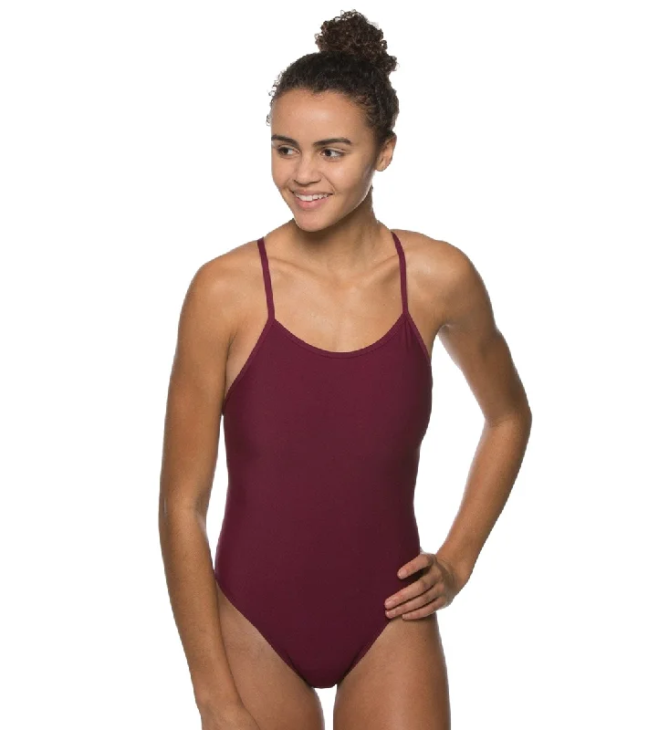 JOLYN Women's Perry Solid One Piece Swimsuit Cabernet Chic Swimsuit Cover-Up