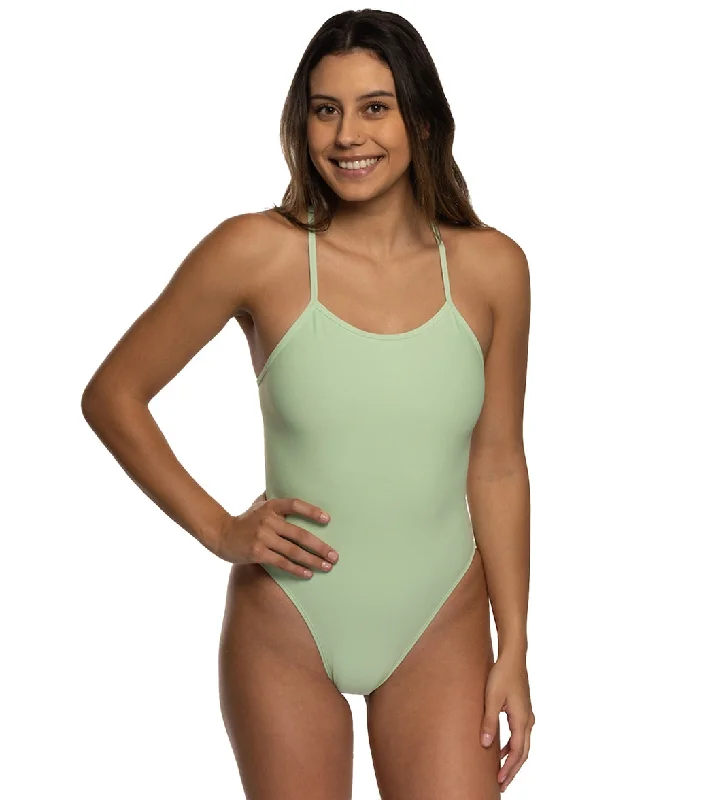 JOLYN Women's Perry Solid One Piece Swimsuit Minted Playful Pattern Swimsuit