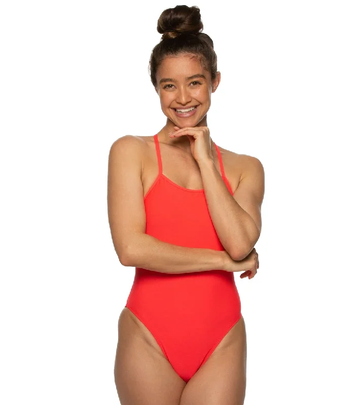 JOLYN Women's Perry Solid One Piece Swimsuit Strawberry Casual Swim Dress