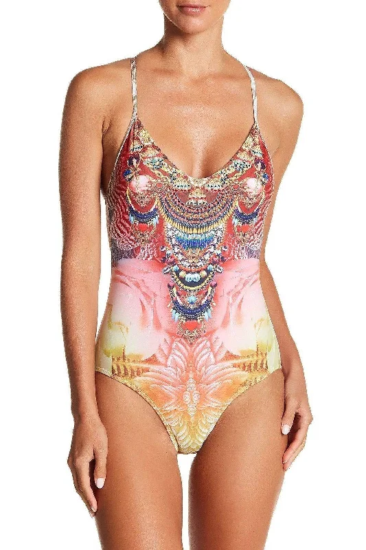 Multi Colored One-Piece Swimsuit / Monokini Beachwear, Resort Wear and Designer Swimwear Adjustable Strap Swimsuit