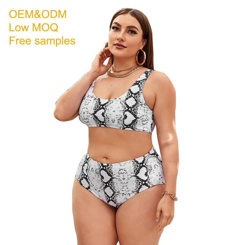 plus size swimwear new design sexy ladies big bust swimsuits fat girl animal print 4xl super split friendly high waist swimsuit Crisscross Back Swimsuit