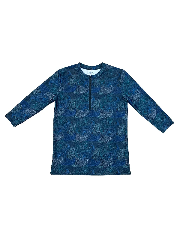 Paisley Rashguard Swim Top Button-Front Swimsuit