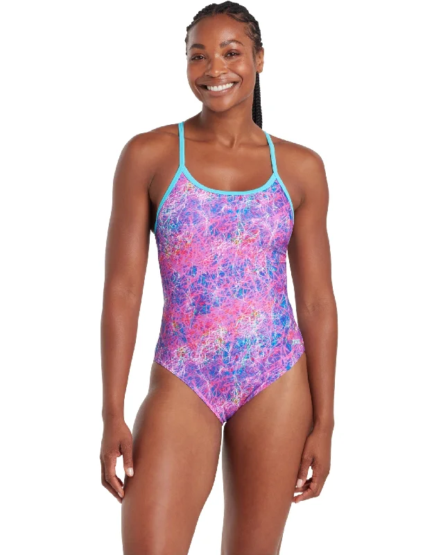 Random Sprintback Swimsuit - Pink/Aqua Sleek Full Coverage