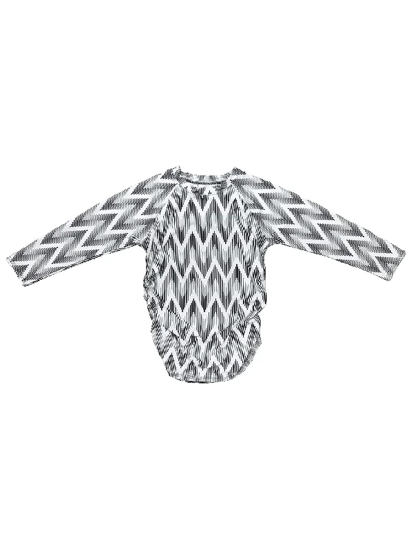 Black & White Chevron Rouche Swim Top Classic One-Piece