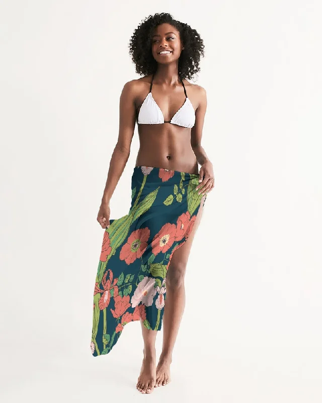 Seychelles Floral Swimsuit Cover Up, Women's Long Sarong Vibrant Bikini Design