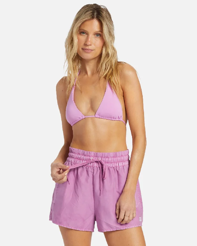 Sol Searcher New Elastic Waist Swim Trunks - Lush Lilac Timeless Black Bikini