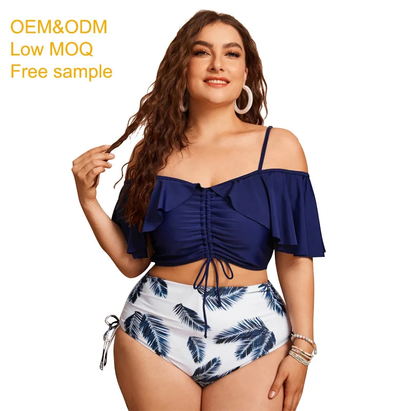 wholesale 2022 plus size swimsuit thong high waist women one two piece solid color african  bikini  swimwear cover up dresses Sleek Racerback Swimsuit