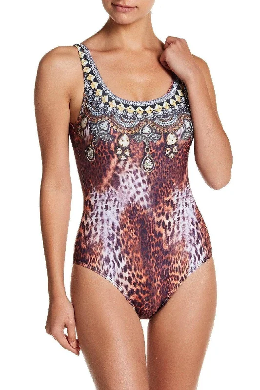 Women's One Piece U Neck Backless Swimsuits Bathing Suit Swimwear Beachwear Vintage Swimwear Look