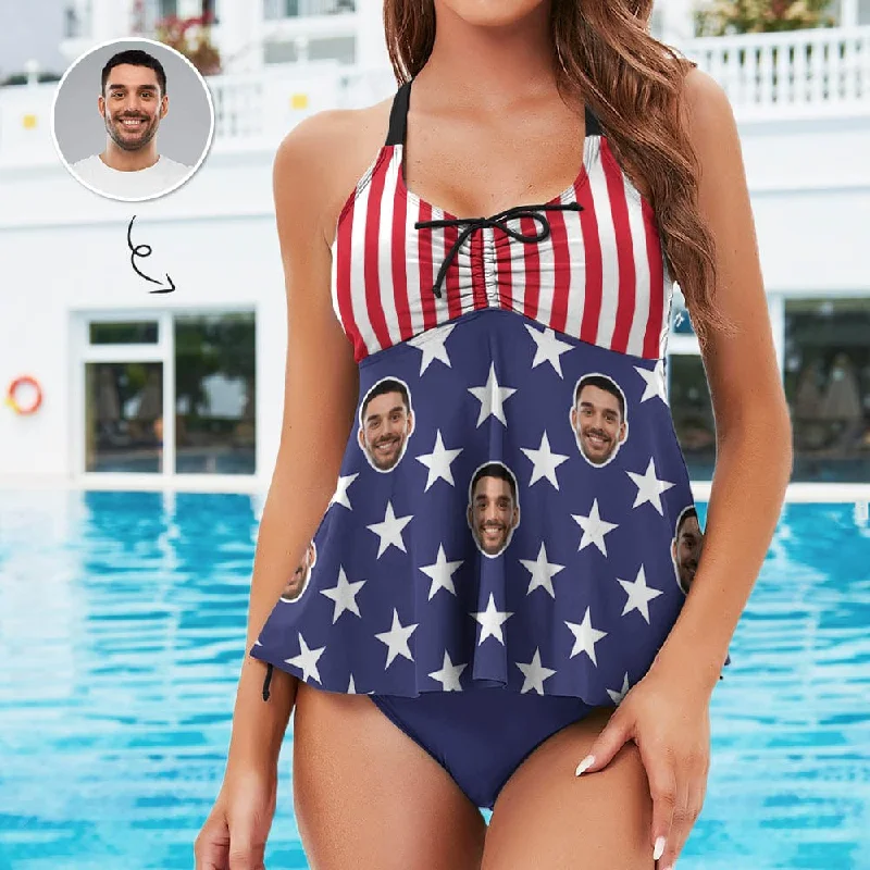 Plus Size Tankini Set Custom Face Flag Swimsuit Personalized Womens Bathing Suit Chest Drawstring Swim Dress 2 Piece Tankini Ruched Swimwear Set Plus Size Tankini Set Custom Face Flag Swimsuit Personalized Womens Bathing Suit Chest Drawstring Swim Dress 2 Piece Tankini Ruched Swimwear Set