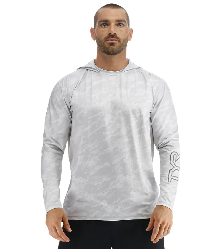 TYR Men's Camohex SunDefense Long Sleeve Hooded UPF 50+ Swim Shirt Solid Color Swimsuit TYR Men's Camohex SunDefense Long Sleeve Hooded UPF 50+ Swim Shirt Solid Color Swimsuit