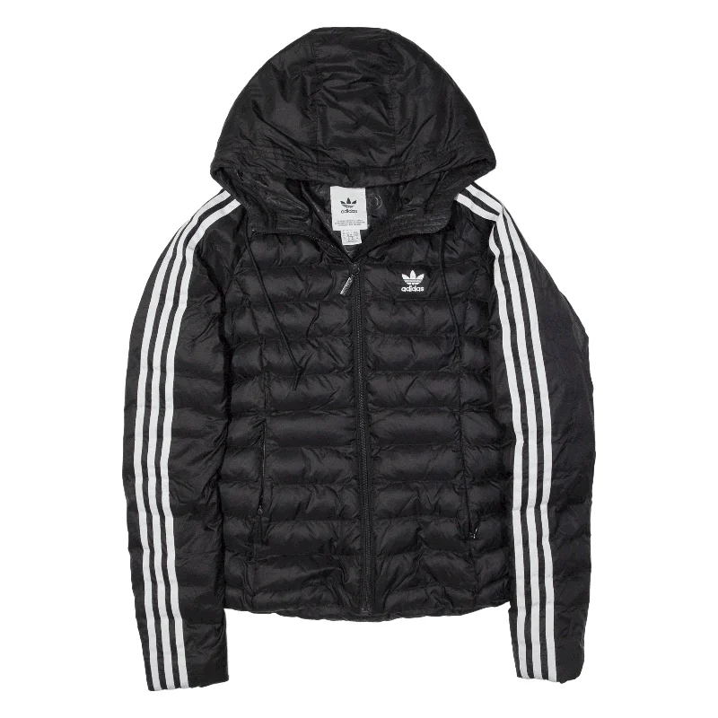 ADIDAS Puffer Jacket Black Womens UK 6 Anorak Shell Jacket Lightweight Jacket