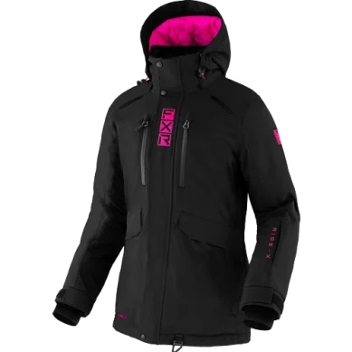 FXR Women's Aerial Jacket, Black/E-Pink Zippered Jacket Buttoned Jacket Snapped Jacket