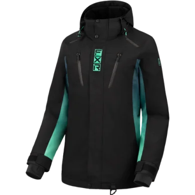 FXR Women's Aerial Jacket, Black/Minty Fresh Plaid Jacket Tartan Jacket Houndstooth Jacket