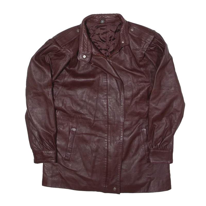 Leather Look Jacket Maroon 90s Womens L Hooded Jacket Caped Jacket Shawl Collar Jacket