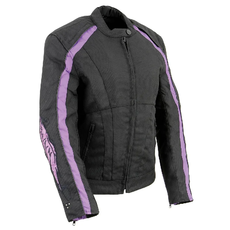 Milwaukee Leather MPL1954 Women's 'Studded Wings' Black and Purple Textile Moto Jacket Denim Jacket Leather Jacket Suede Jacket