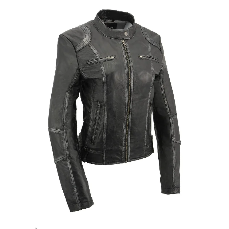 Milwaukee Leather SFL2830 Women's Black Sheepskin Scuba Style Fashion Leather Jacket Corduroy Jacket Velvet Jacket Brocade Jacket