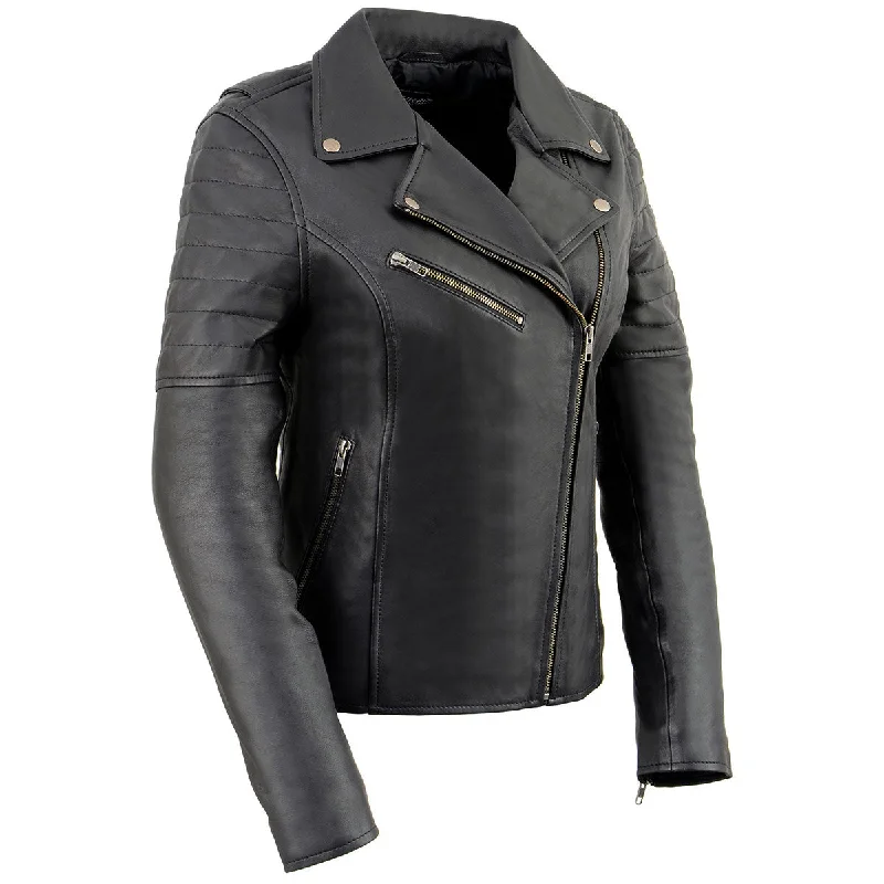 Milwaukee Leather SFL2870 Women's ‘Duchess’ Black Motorcycle Style Fashion Casual Leather Jacket Jersey Jacket Tulle Jacket Batik Jacket