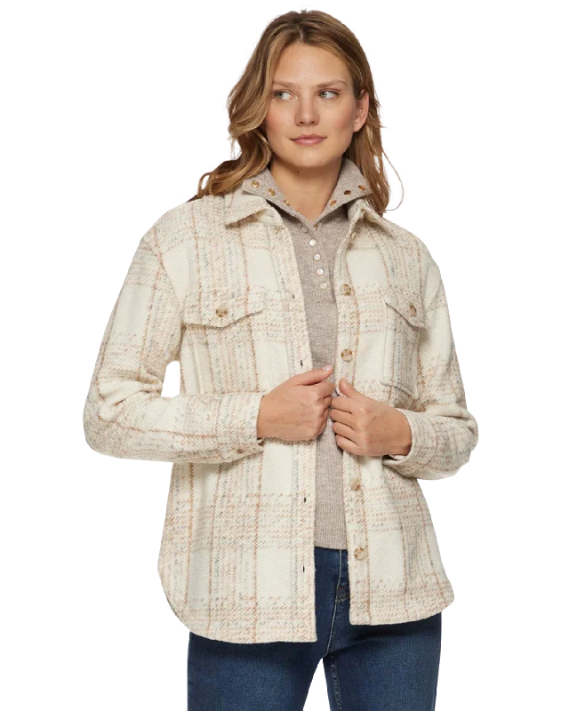 PEMBERTON KNIT SHIRT JACKET A-Line Jacket Boat Neck Shawl Collar