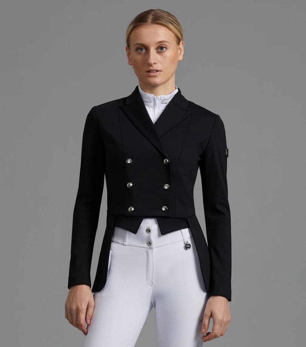 Premier Equine Capriole Ladies Short Tail Dressage Jacket Front Pockets Side Pockets Patch Pockets