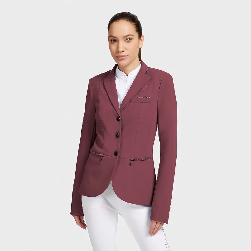 Samshield Victorine Crystal Fabric Ladies Competition Jacket- Amarante Limited Edition Ribbed Jacket Pleated Jacket Ruffled Jacket