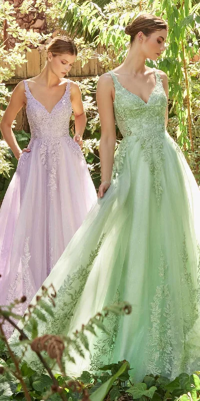 Andrea & Leo A1125 Floor Length A-Line Pastel Elysium Lace V-Neck Gown