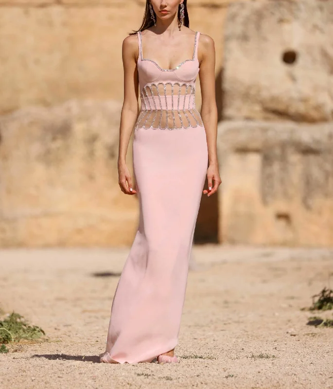 Crepe  Dress with Seashell Shaped Cut Outs
