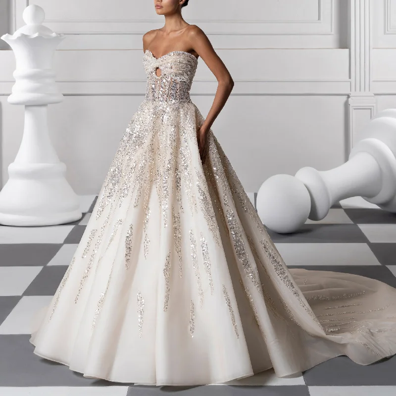 Criss-Cross Silver Corset Ballgown