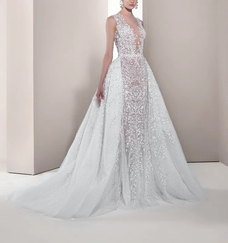 Flower Lace Cut-Outs Filling A Tulle Dress