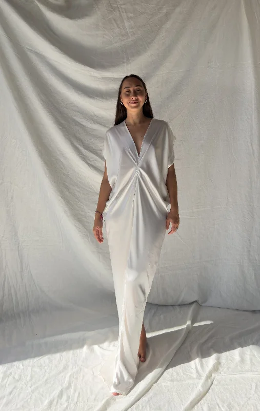 Gaya Silk Kaftan Dress - White
