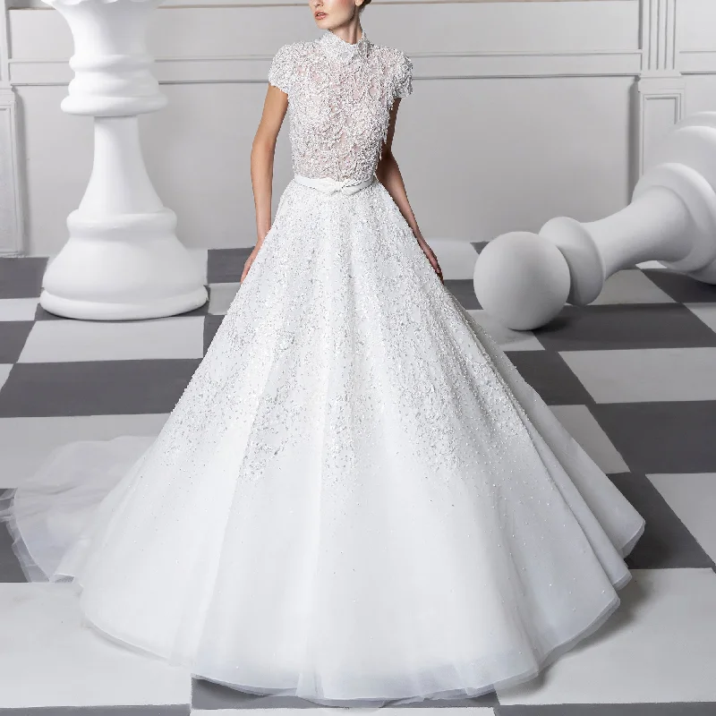 High Neck Silver Princess Dress