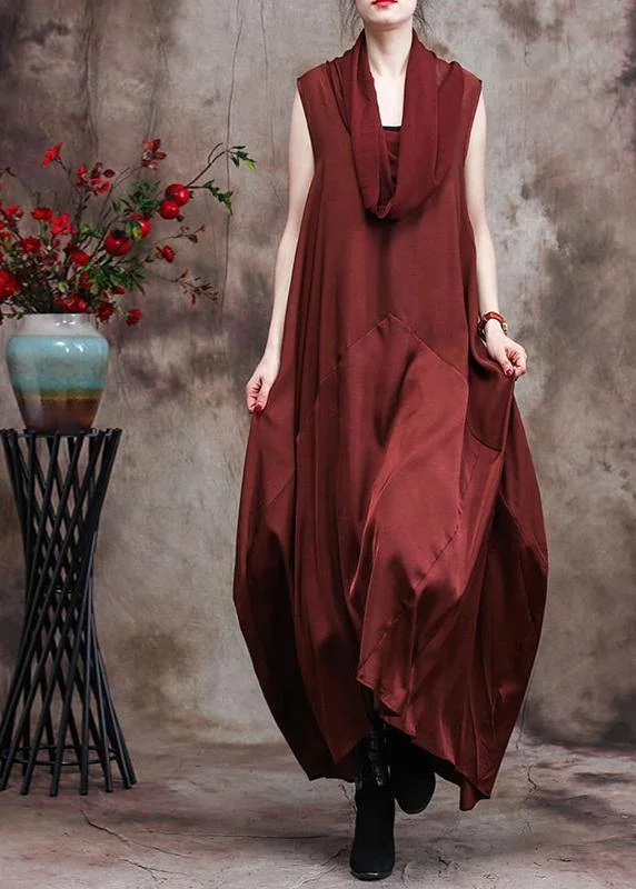Luxy Burgundy Long Silk Dresses