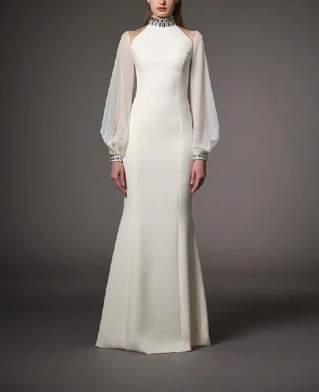 Ivory White Dress With Puffy Sleeves