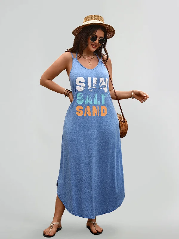 Letter Print V-Neck Cami Dress