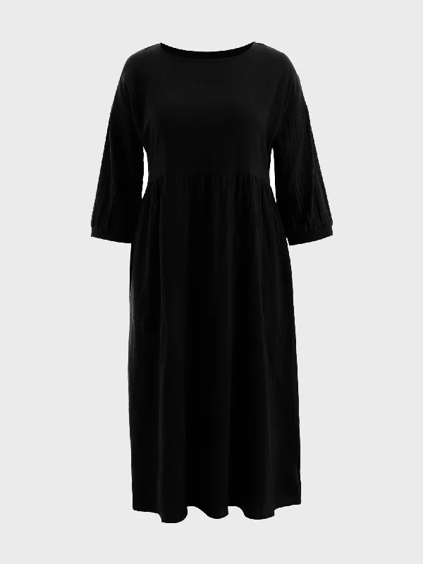 Midsize Comfy Balloon Sleeves Dress