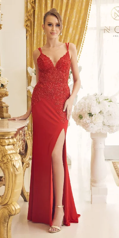 Nox Anabel H1090 Floor Length Fitted Formal Gown with Slit