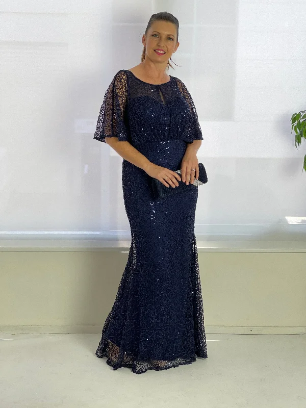 Payton Navy Sequin Evening Gown