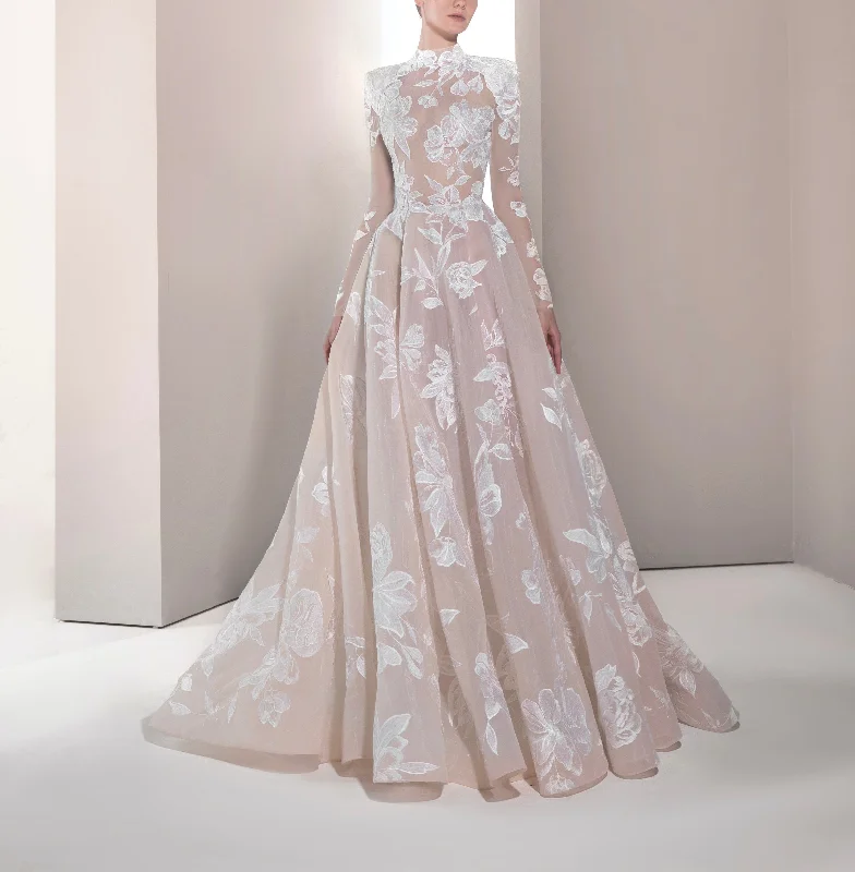 Skin Tone A-Line Tulle Dress