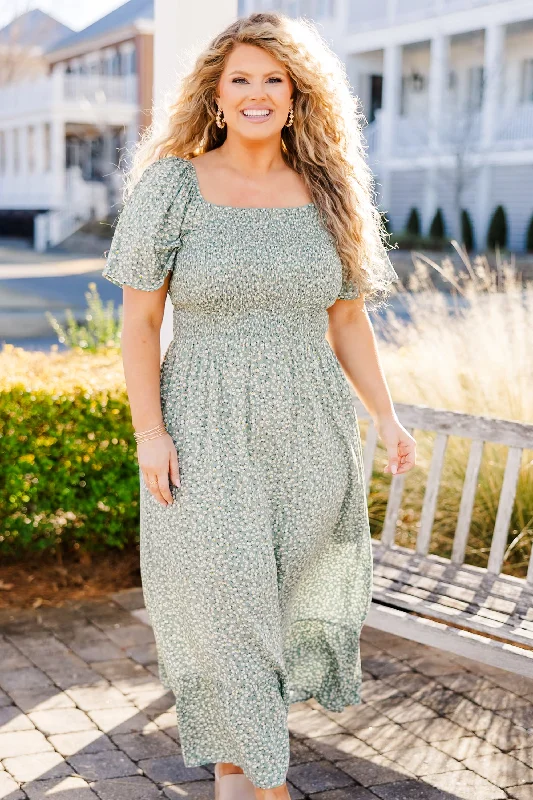 Time Is Of The Essence Dress, Basil