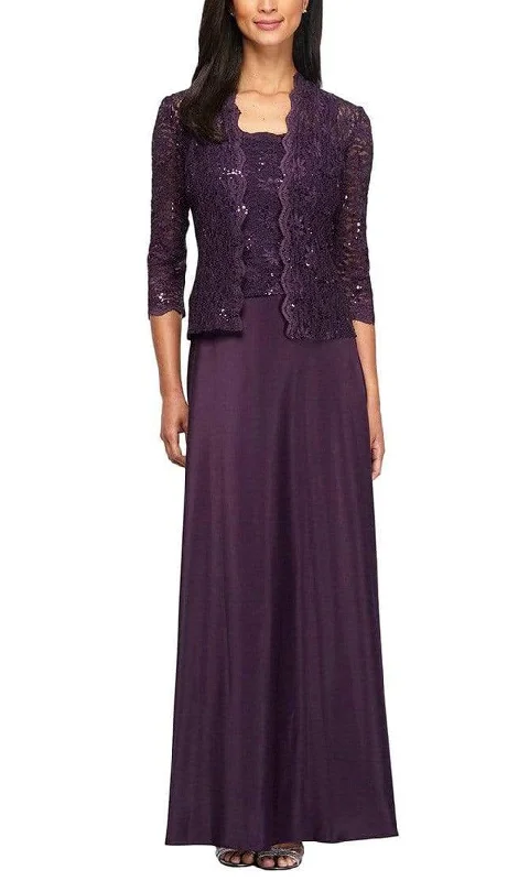 Alex Evenings - 1121198 Lace and Chiffon Dress with Lace Jacket Hooded Jacket Caped Jacket Shawl Collar Jacket Alex Evenings - 1121198 Lace and Chiffon Dress with Lace Jacket Hooded Jacket Caped Jacket Shawl Collar Jacket