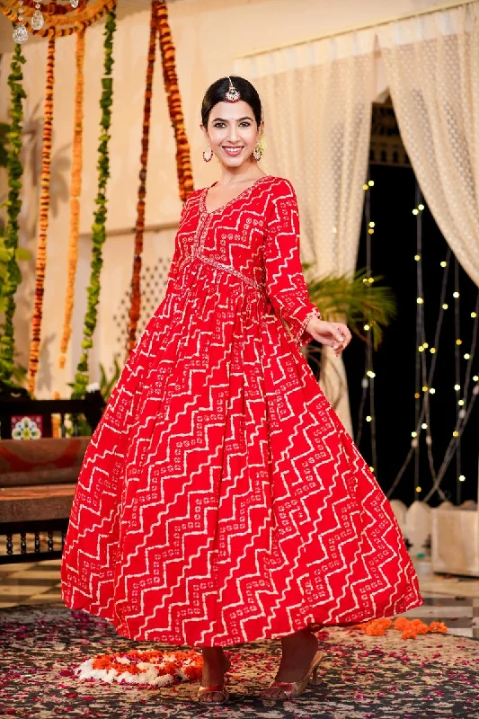 WOMEN'S RED BEAUTIFUL RAYON LONG GOWN