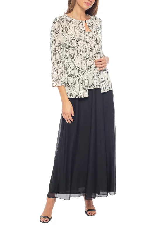 Marina Sheer Matte Jersey 3/4 Sleeve Crew Neck Drop Waist Printed 2-Piece Jacket Dress Anorak Shell Jacket Lightweight Jacket Marina Sheer Matte Jersey 3/4 Sleeve Crew Neck Drop Waist Printed 2-Piece Jacket Dress Anorak Shell Jacket Lightweight Jacket
