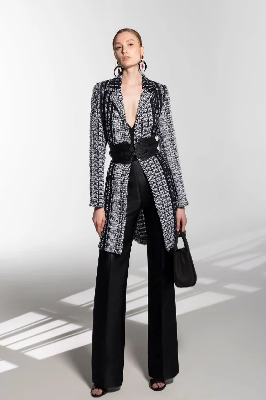Woven long jacket with Mikado pants Herringbone Jacket Checkered Jacket Solid Jacket Woven long jacket with Mikado pants Herringbone Jacket Checkered Jacket Solid Jacket