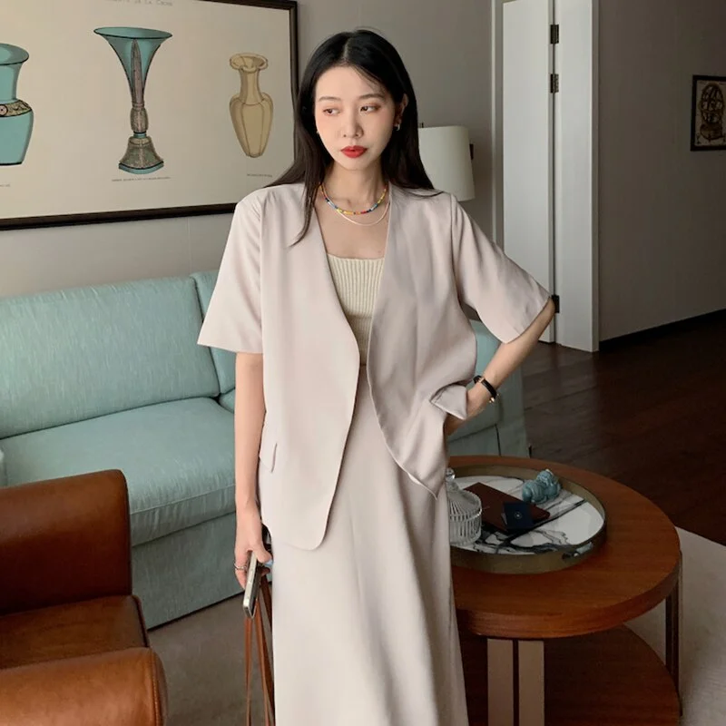 2022 Solid Blazer Set Open Stitch Jacket & Long Maxi Split Skirt 2 Pieces Skirt Suit Female Office Ladies Blazer Suit Embroidered Jacket Appliqued Jacket Beaded Jacket 2022 Solid Blazer Set Open Stitch Jacket & Long Maxi Split Skirt 2 Pieces Skirt Suit Female Office Ladies Blazer Suit Embroidered Jacket Appliqued Jacket Beaded Jacket