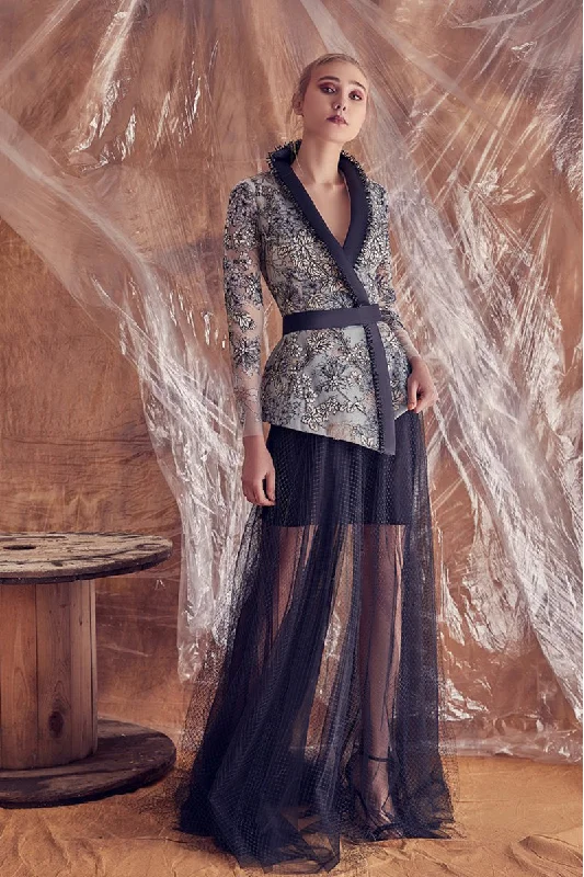 Belted lace jacket with short skirt covered with tulle Herringbone Jacket Checkered Jacket Solid Jacket Belted lace jacket with short skirt covered with tulle Herringbone Jacket Checkered Jacket Solid Jacket
