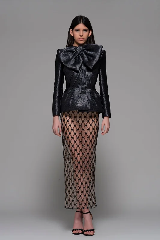 Peplum bow detailed jacket with mesh skirt Toggled Jacket Drawstring Jacket Belted Jacket Peplum bow detailed jacket with mesh skirt Toggled Jacket Drawstring Jacket Belted Jacket