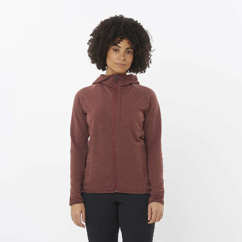 Salomon | Women's Essential Lightwarm Midlayer Jacket Hoodie - Rum Raisin Elasticated Jacket Padded Jacket Insulated Jacket Salomon | Women's Essential Lightwarm Midlayer Jacket Hoodie - Rum Raisin Elasticated Jacket Padded Jacket Insulated Jacket