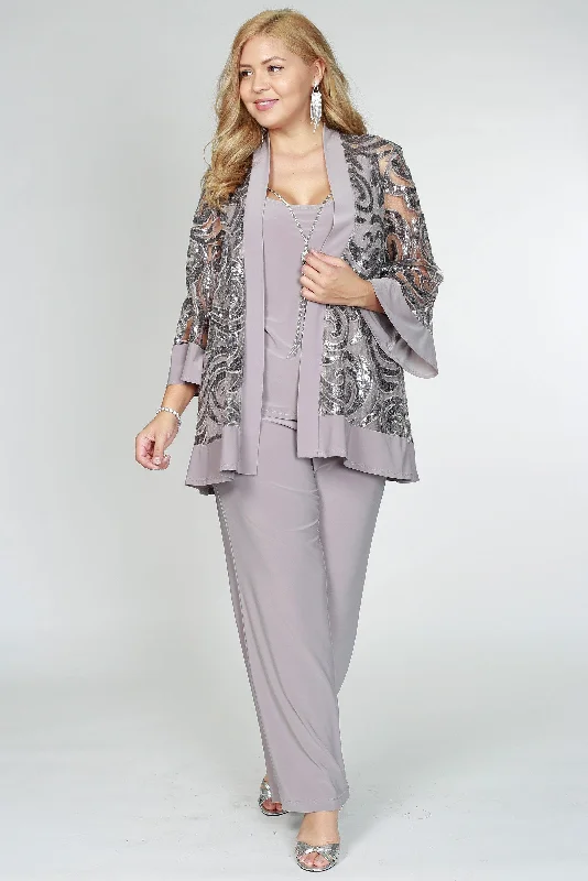 R&M Richards 2343 Formal Pantsuit With Jacket Tiered Jacket Buttoned Jacket Zippered Jacket R&M Richards 2343 Formal Pantsuit With Jacket Tiered Jacket Buttoned Jacket Zippered Jacket