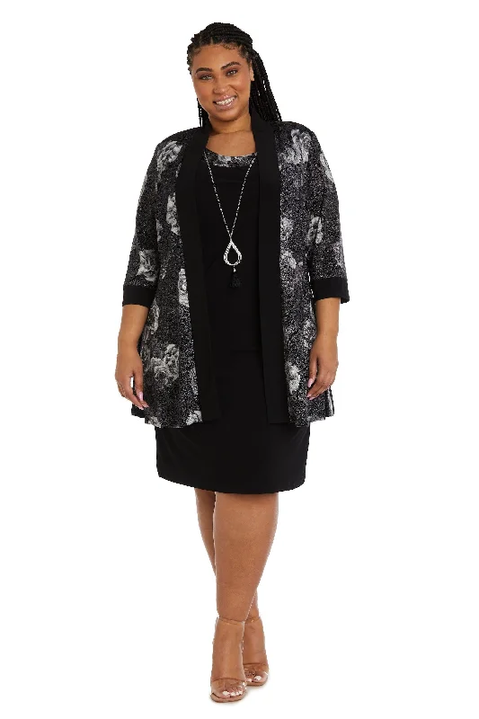 R&M Richards 9203W Plus Size Printed Jacket Dress Stand-Up Collar Roll-Neck Collar Turtle Neck R&M Richards 9203W Plus Size Printed Jacket Dress Stand-Up Collar Roll-Neck Collar Turtle Neck