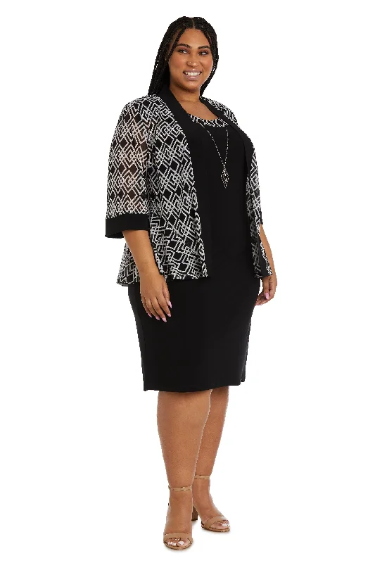 R&M Richards 9709W Plus Size Short Jacket Dress Denim Fabric Leather Fabric Suede Fabric R&M Richards 9709W Plus Size Short Jacket Dress Denim Fabric Leather Fabric Suede Fabric