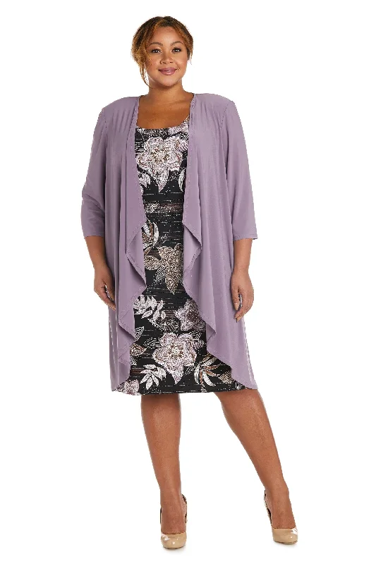 R&M Richards 7897W Short Cocktail Print Jacket Dress A-Line Jacket Boat Neck Shawl Collar R&M Richards 7897W Short Cocktail Print Jacket Dress A-Line Jacket Boat Neck Shawl Collar